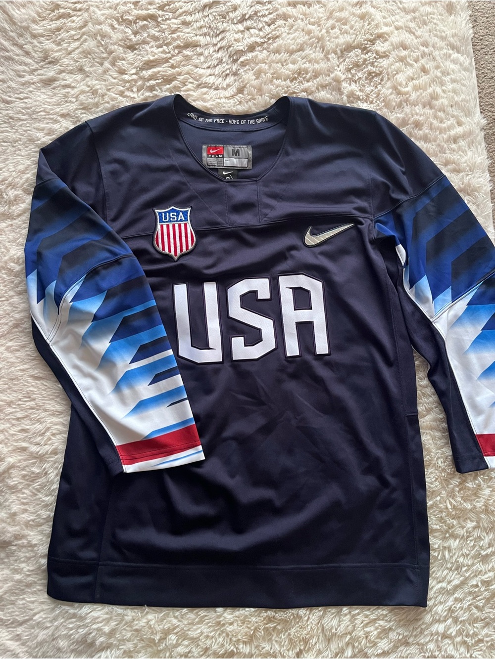 ike Team USA Hockey Jersey Shirt M Navy Blue Winter Olympics 2018
